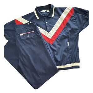 Men's Navy Two-Piece Track Set with Red & White Accents